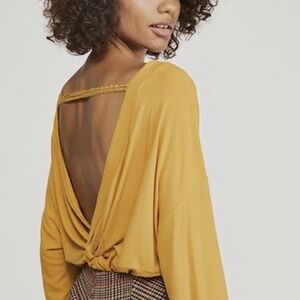 NWT Free People Shimmy Shake Top In Gold Sz M